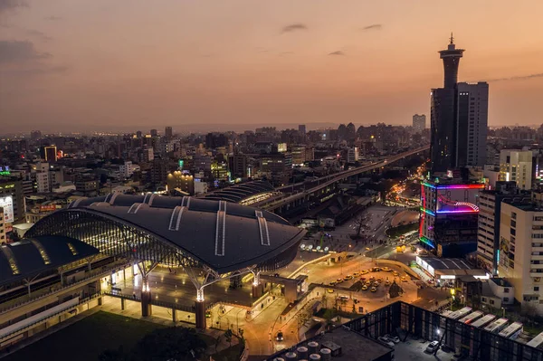 Taichung Taiwan Février 2020 Scène Nocturne Gare Taichung Taichung City — Photo