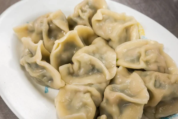 Gekochter Jiaozi Taiwans Berühmter Imbiss Mit Chinesischen Knödeln — Stockfoto