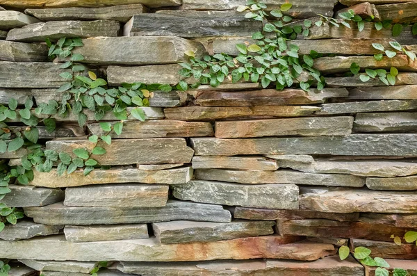 Muro Piedra Con Fondo Musgo Verde —  Fotos de Stock