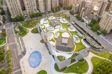 Günbatımında Taichung City gökdeleni, Tayvan, Asya