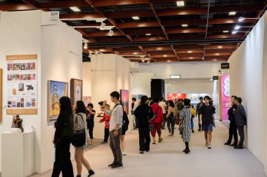 Taipei, Tayvan - 20 Ekim 2019: Art Taipei Expo Taipei, Tayvan 'da Asya Sanatı' nın simgesidir.