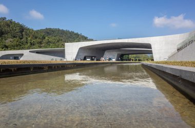 Nantou, Tayvan - 5 Kasım 2019: Xiangshan Ziyaretçi Merkezi 'nin modern mimarisi