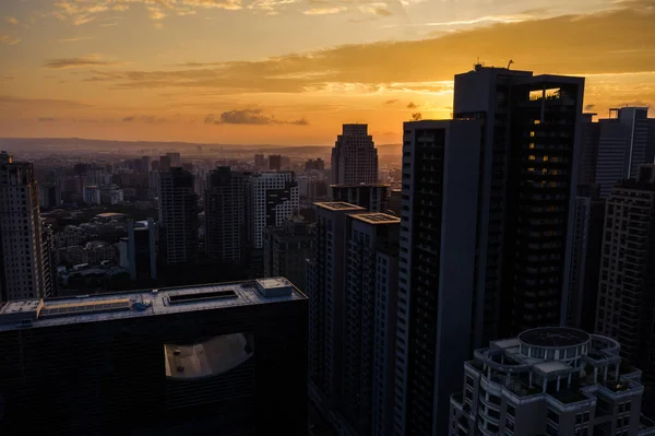 Taichung Taiwan November 21Th 2019 Silhouette Taichung City Skyscrapers Buildings — Stock Photo, Image