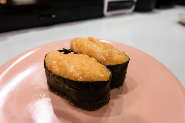 Snabb Sushi Tallrik Restaurangen Taiwan — Stockfoto