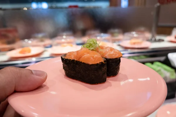 Snabb Sushi Tallrik Restaurangen Taiwan — Stockfoto