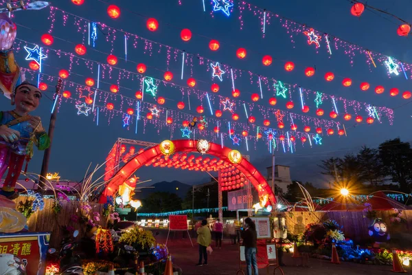 Puli Township Taiwan Dezembro 2020 Lanternas Chinesas Coloridas Desligam Rua — Fotografia de Stock