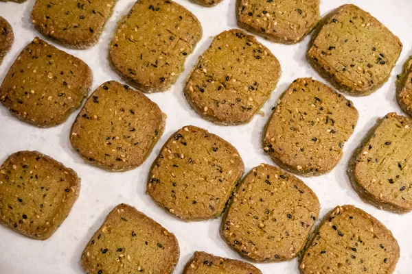 Gruppo Biscotti Chip Fatti Casa Sul Tavolo — Foto Stock