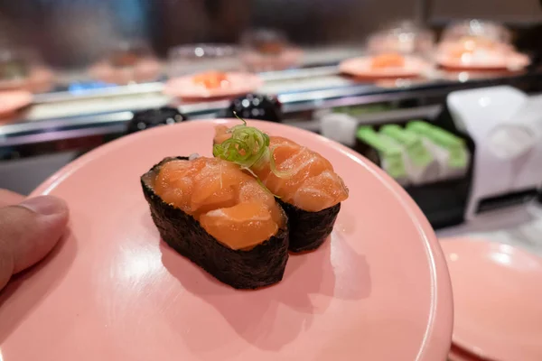 Snabb Sushi Tallrik Restaurangen Taiwan — Stockfoto