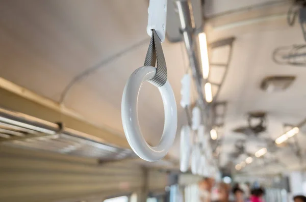 White Handle Ceiling Standing Passenger — Stock Photo, Image