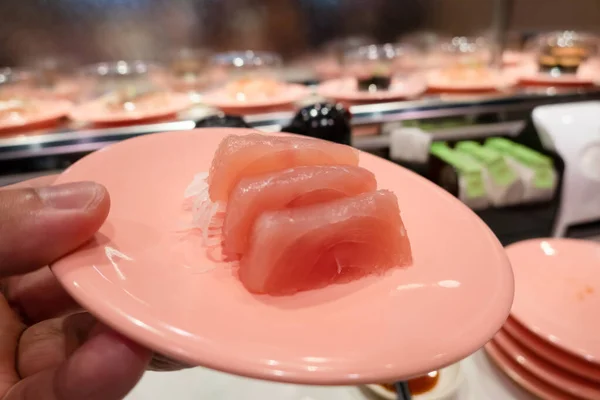 Snabb Sushi Tallrik Restaurangen Taiwan — Stockfoto