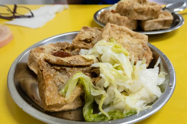 Tofu Taiwanês Tradicional Fedorento Mesa — Fotografia de Stock