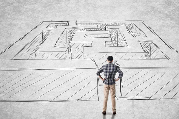 Man with maze — Stock Photo, Image