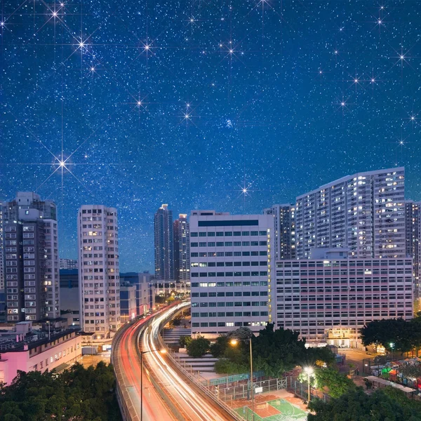 City night scene with cars light — Stock Photo, Image