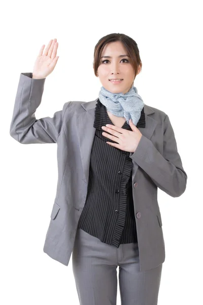 Business woman give you a gesture of swear — Stock Photo, Image