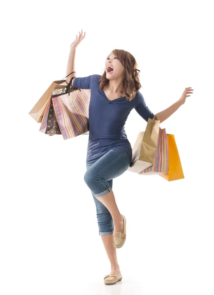 Fröhliche Shoppingfrau — Stockfoto