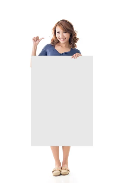 Asian girl hold a blank board — Stock Photo, Image