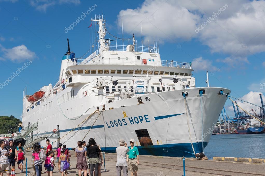 KEELUNG, TAIWAN - August 26th : Logos Hope docked at the Keelung, Keelung, Taiwan on August 26th , 2014. Logos Hope is the largest library at sea.