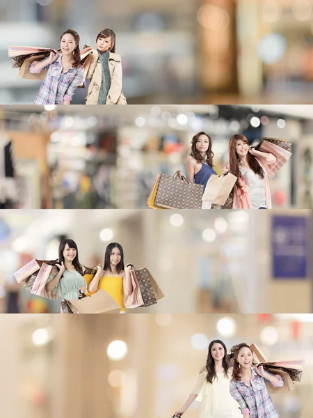 Asiática mulher compras — Fotografia de Stock