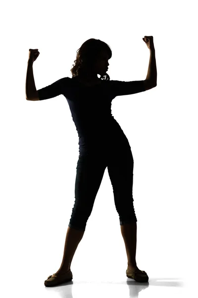 Silhueta de jovem mulher asiática pose — Fotografia de Stock