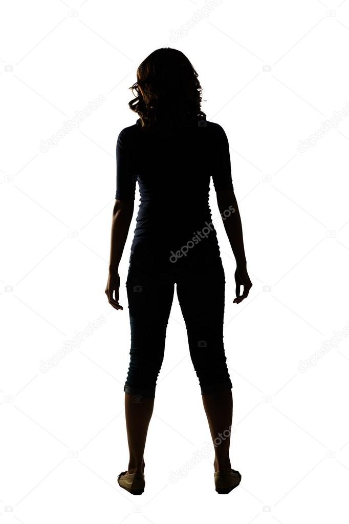 Silhouette of young Asian woman pose