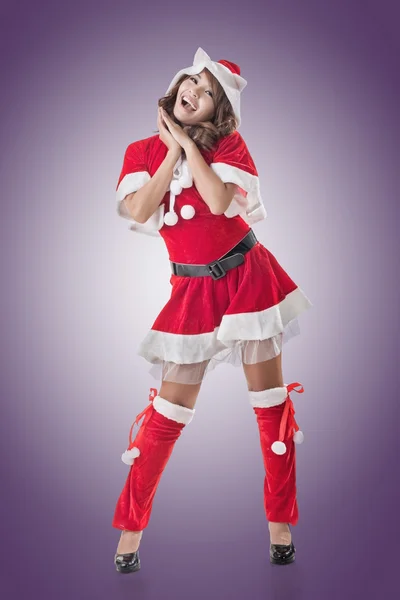 Leende glada asiatiska Christmas flicka — Stockfoto