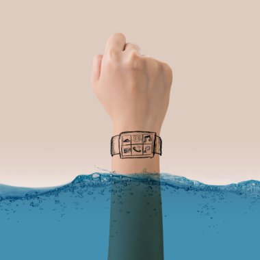 Smart watch concept of waterproof clipart
