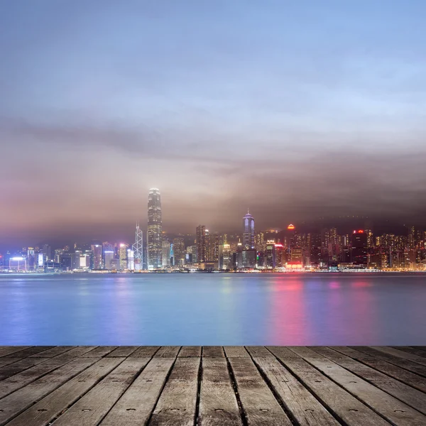 维多利亚港的夜景 — 图库照片