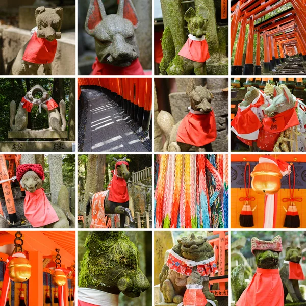 Collection of Fushimi Inari Taisha Shrine scenics — Stock Photo, Image
