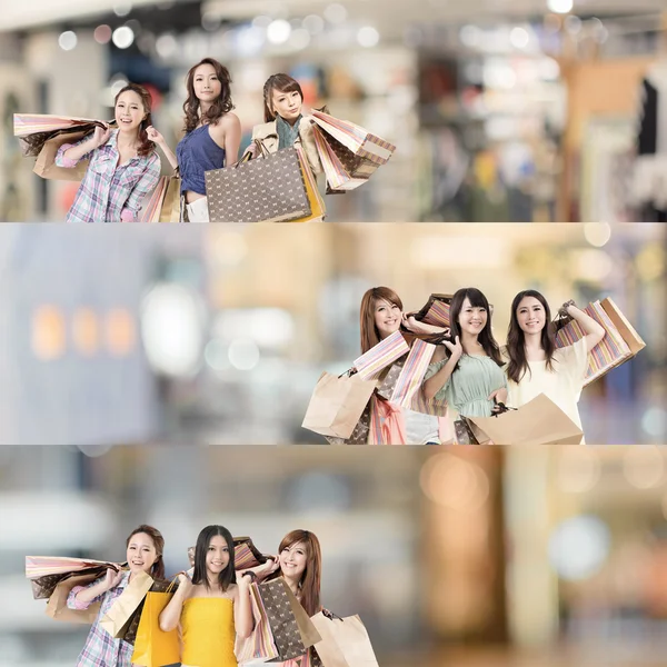 Azjatyckie kobiety zakupy — Zdjęcie stockowe