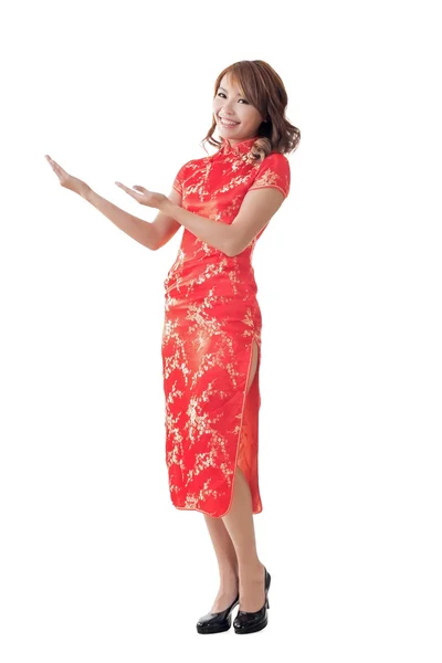 Chinese woman introducing — Stock Photo, Image