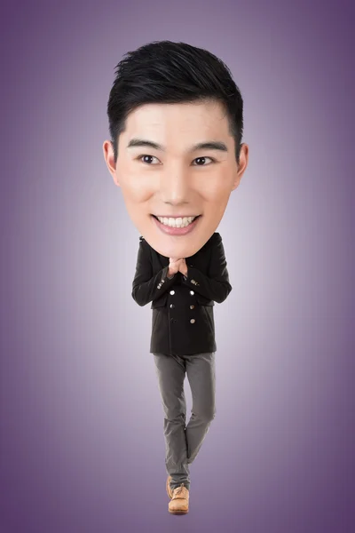 Funny Asian big head man — Stock Photo, Image