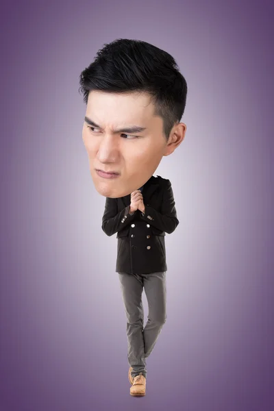 Rolig asiatiska stora huvudet mannen — Stockfoto