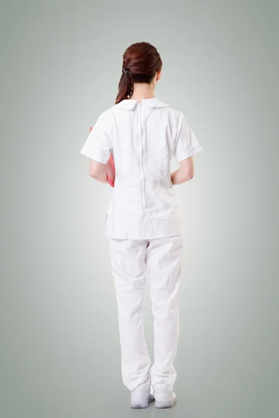 Asiatique infirmière femme, vue arrière — Photo