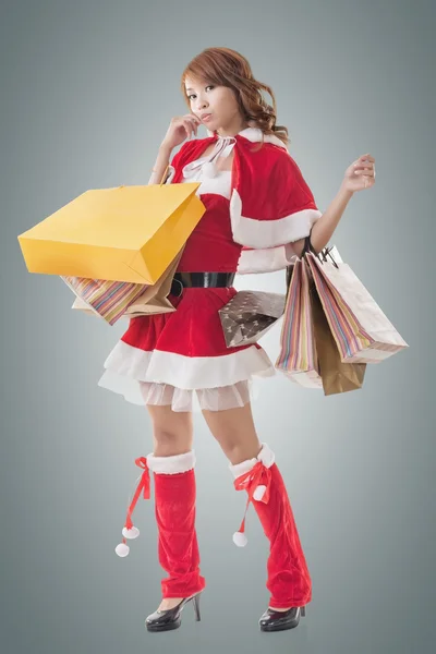 アジアのクリスマス女の子保留ショッピング バッグ — ストック写真