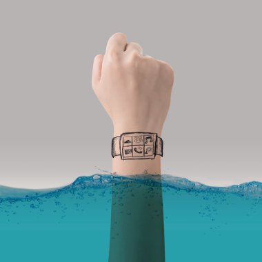 Smart watch concept of waterproof clipart