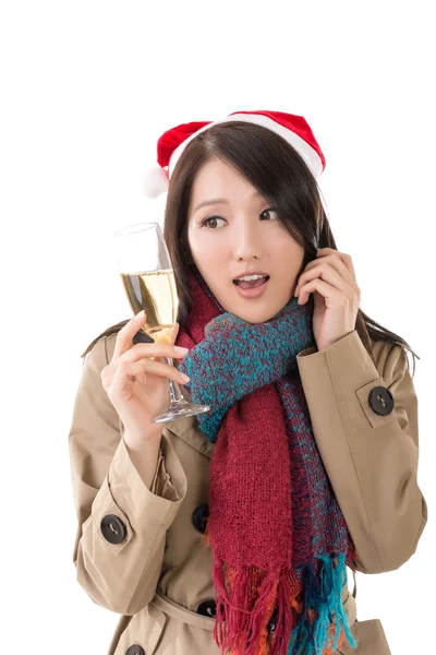 アジアの女性のホールド シャンパン グラスを笑顔 — ストック写真