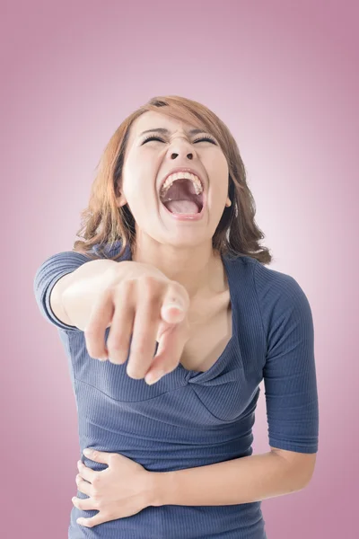 Woman pointing and laughing at you — Stock Photo, Image