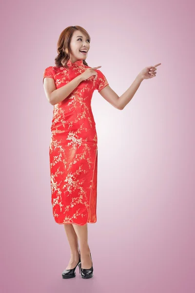 Chinese woman introducing Stock Photo