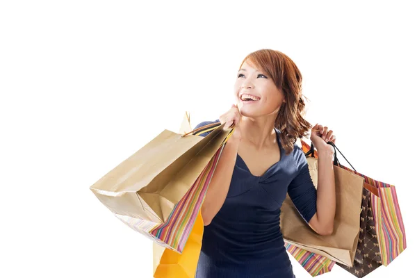 Fröhliche Shoppingfrau — Stockfoto