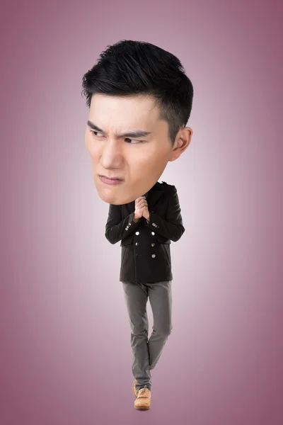 Divertido asiático cabeza grande hombre — Foto de Stock