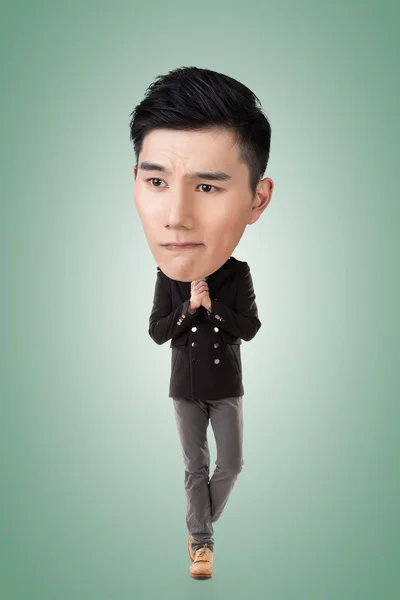 Funny Asian big head man — Stock Photo, Image