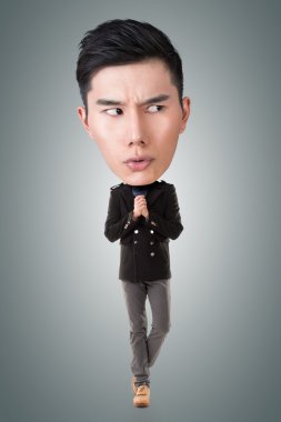 Komik Asya büyük kafalı adam