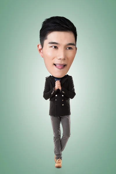 Funny Asian big head man — Stock Photo, Image