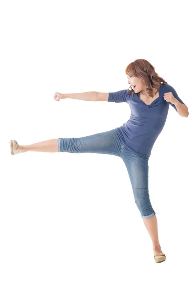 Fighting Asian woman — Stock Photo, Image