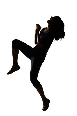 Genç Asyalı kadın poz silüeti