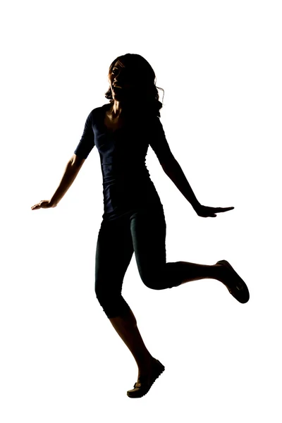 Silueta de joven mujer asiática pose — Foto de Stock