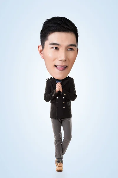 Funny Asian big head man — Stock Photo, Image