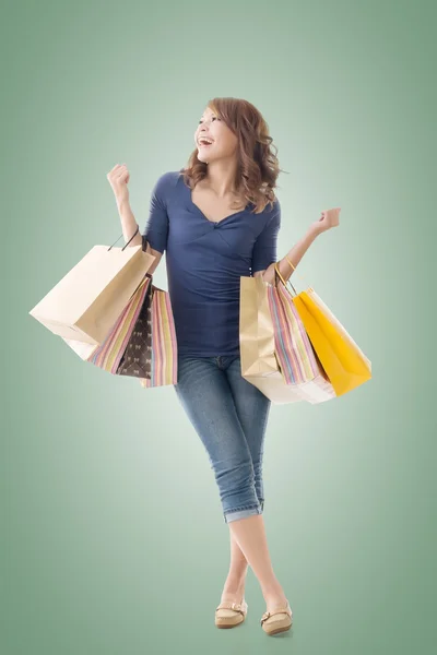 Mujer alegre de compras — Foto de Stock