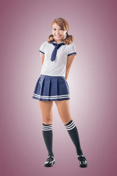 Japanese style school girl in sailor suit Stock Photo