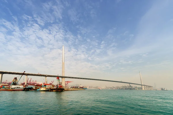 Harbor and freighter — Stock Photo, Image